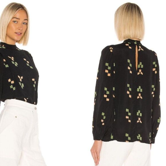 NWT Rachel Pally Rayon Silvia Top Black Long Sleeves in Size M - Picture 3 of 16